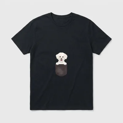 Dog In Pocket Lustiger T-Shirt – Klassisches T-Shirt in Schwarz