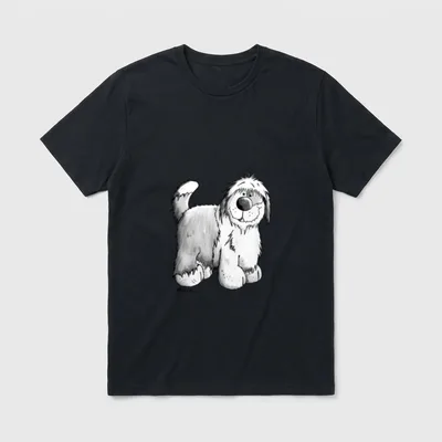 Happy Bobtail Cartoon Hunde T-Shirt – Klassisches T-Shirt in Schwarz