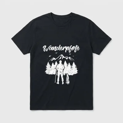 Wanderpfote Hund Berge Wandern T-Shirt – Klassisches T-Shirt in Schwarz