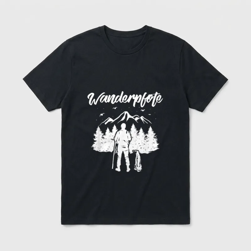 Wanderpfote Hund Berge Wandern T-Shirt – Klassisches T-Shirt in Schwarz
