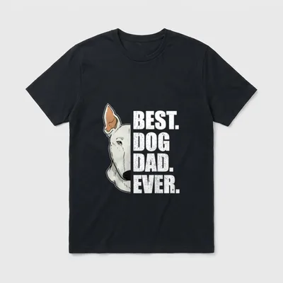 Best Dog Dad Ever T-Shirt 1187 – Bullterrier Kopf neben dem Text BEST. DOG DAD. EVER – Klassisches T-Shirt in Schwarz