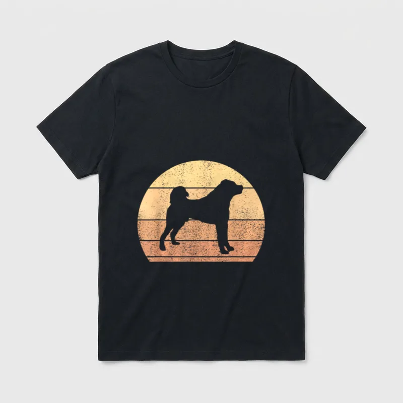 Retro Sonnenuntergang Kangal Hund T-Shirt – Klassisches T-Shirt in Schwarz