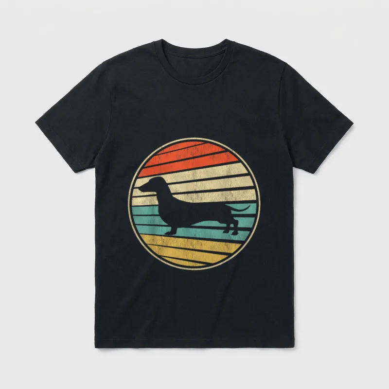 Cute Dachshund Gift Retro T-Shirt – Klassisches T-Shirt in Schwarz