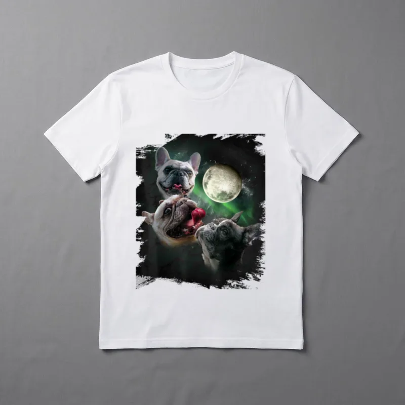 3 Französische Bulldogge Hund Mond T-Shirt – Klassisches T-Shirt in Schwarz