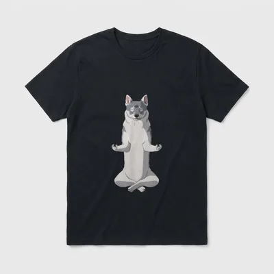 Yoga Hund Västgötaspets T-Shirt – Klassisches T-Shirt in Schwarz