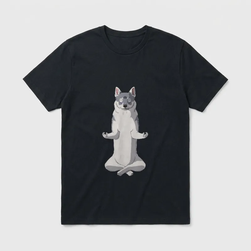 Yoga Hund Västgötaspets T-Shirt – Klassisches T-Shirt in Schwarz