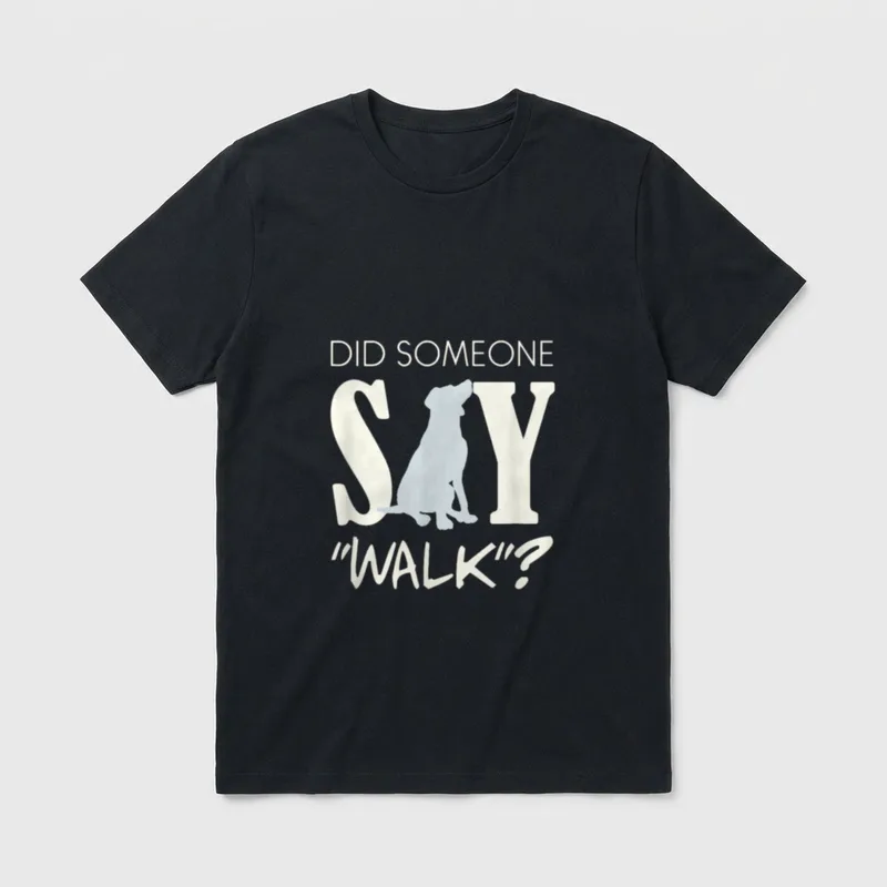 Lustiger Spruch Did someone T-Shirt – Englischer Spruch mit Hundesilhouette im Schriftbild – Klassisches T-Shirt in Schwarz