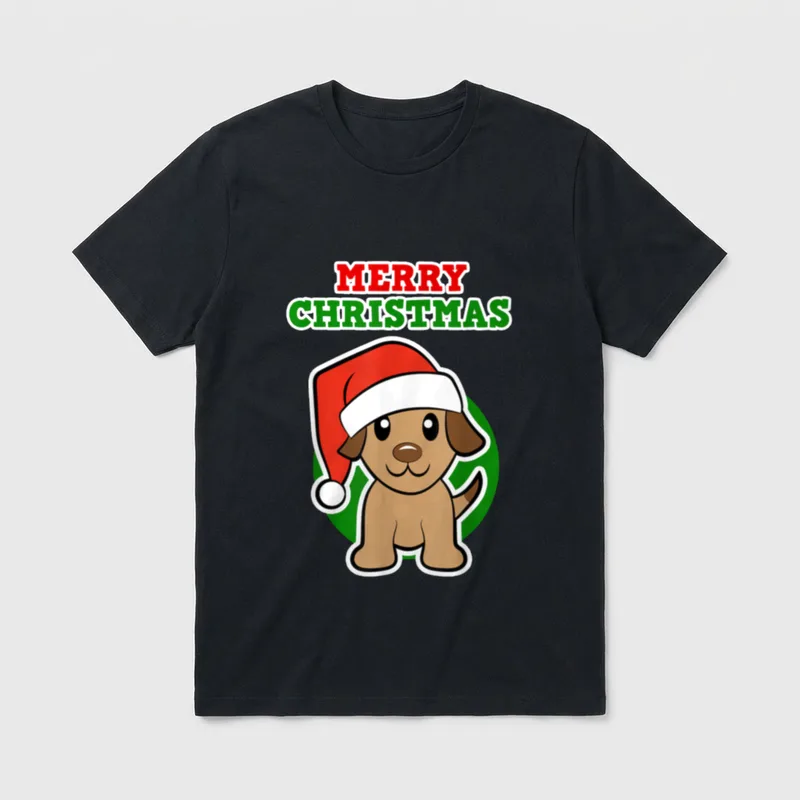 Merry Christmas Hunde T-Shirt – Klassisches T-Shirt in Schwarz