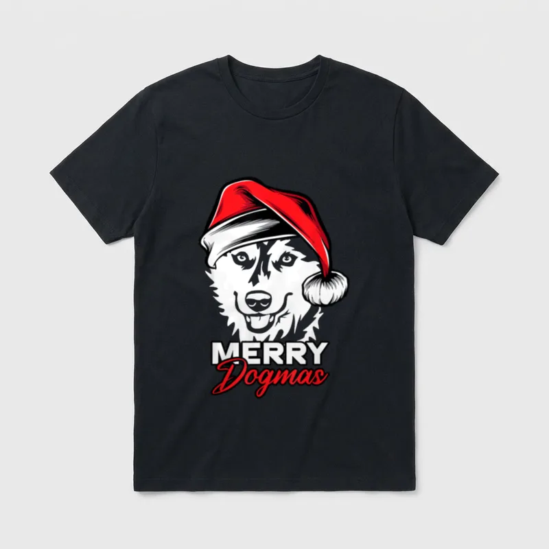 Merry Dogmas Husky Hund T-Shirt – Klassisches T-Shirt in Schwarz