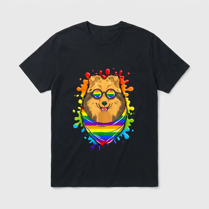 Rainbow Pride Painted Shetland T-Shirt – Klassisches T-Shirt in Schwarz