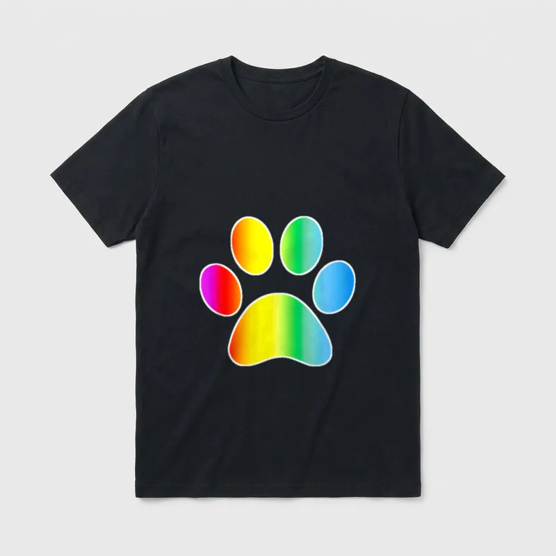 Regenbogenfarben Hundepfotenabdruck T-Shirt – Klassisches T-Shirt in Schwarz