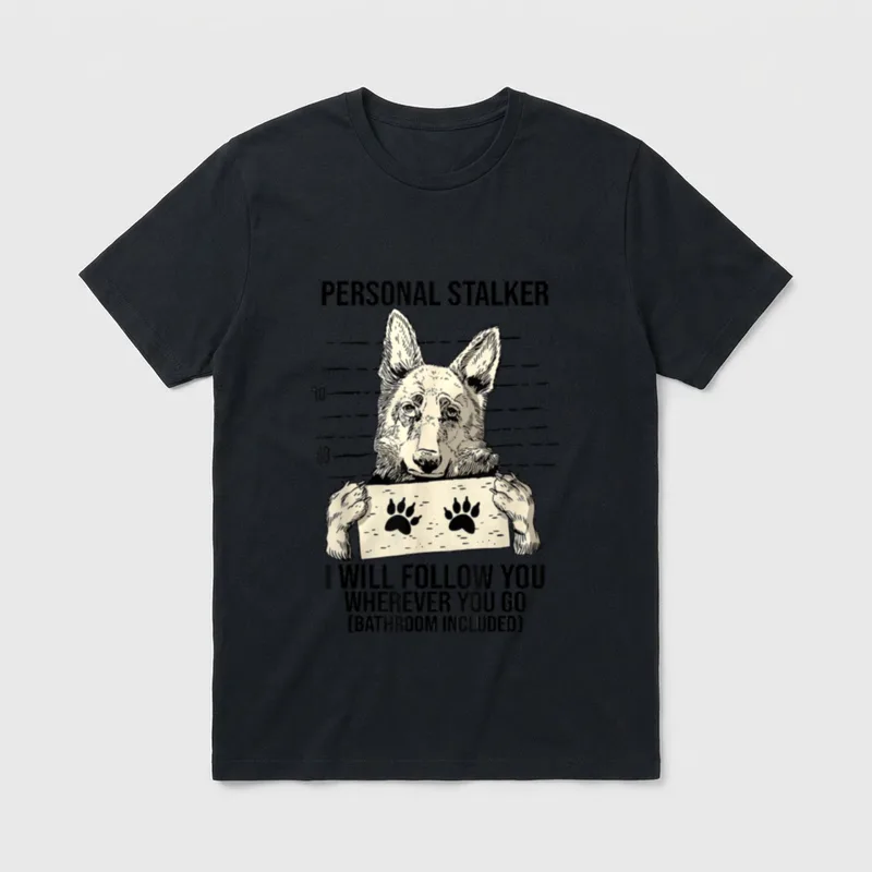 Persönlicher Stalker Dog Weißer T-Shirt – Klassisches T-Shirt in Schwarz
