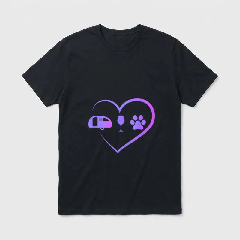 Camping Trailer Wein trinken T-Shirt – Klassisches T-Shirt in Schwarz