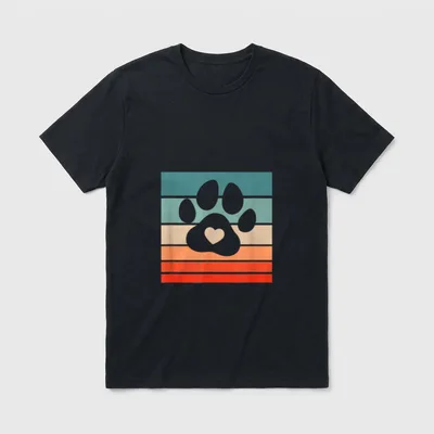 Hundepfote Retro Style Vintage T-Shirt – Klassisches T-Shirt in Schwarz