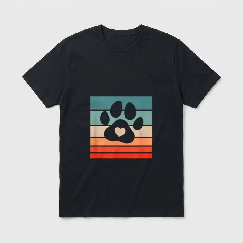 Hundepfote Retro Style Vintage T-Shirt – Klassisches T-Shirt in Schwarz