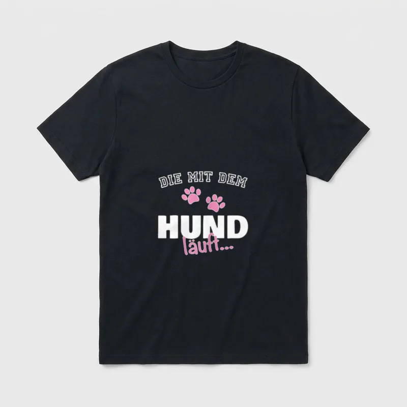 Die mit dem Hund läuft T-Shirt – Klassisches T-Shirt in Schwarz