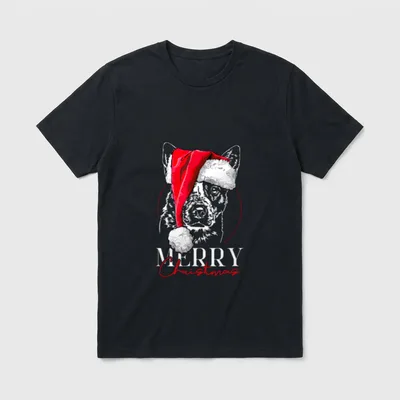 Lustiger Santa Cattle Dog T-Shirt – Klassisches T-Shirt in Schwarz