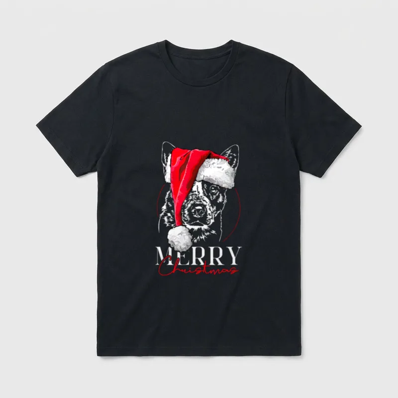 Lustiger Santa Cattle Dog T-Shirt – Klassisches T-Shirt in Schwarz