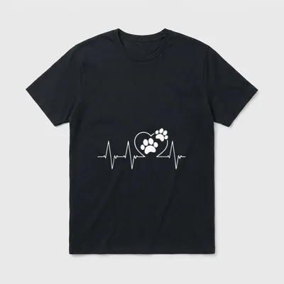 Hundetatze Herzschlag T-Shirt – Klassisches T-Shirt in Schwarz
