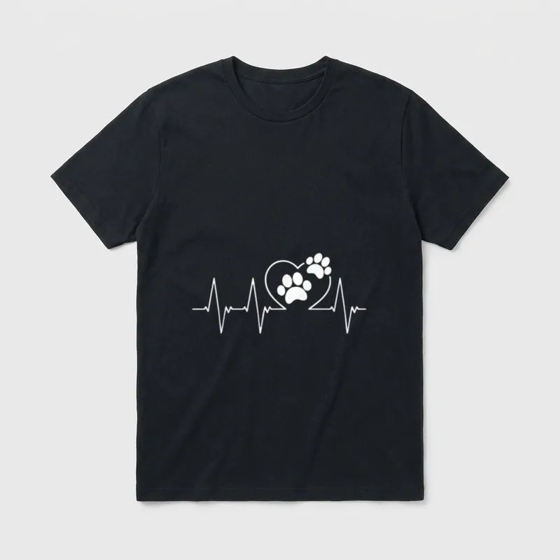 Hundetatze Herzschlag T-Shirt – Klassisches T-Shirt in Schwarz