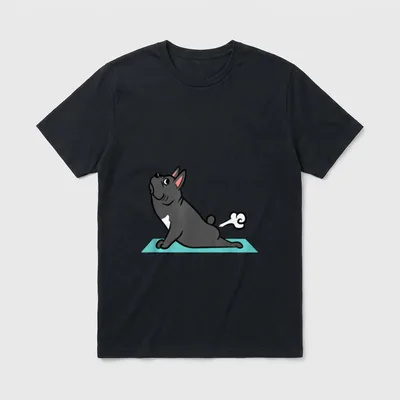 Französische Bulldogge Yoga Pose T-Shirt – Klassisches T-Shirt in Schwarz