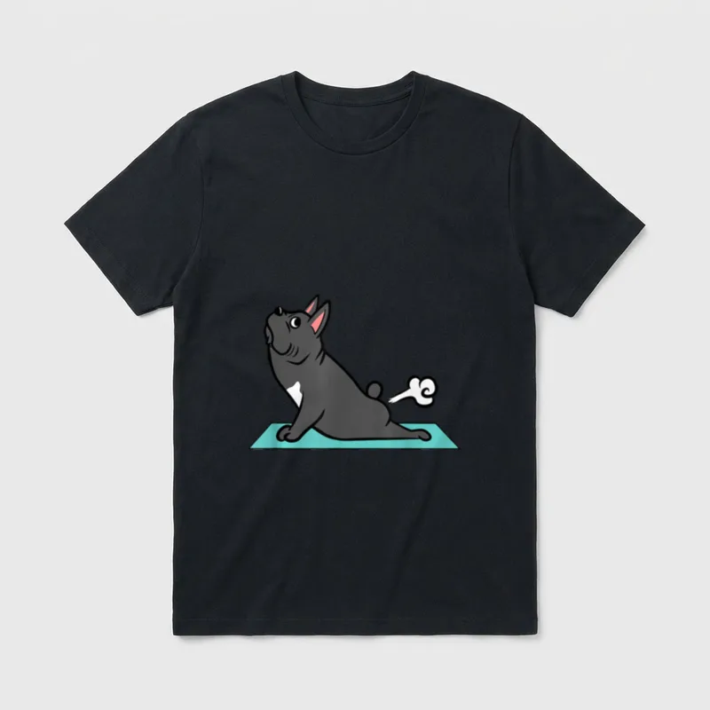 Französische Bulldogge Yoga Pose T-Shirt – Klassisches T-Shirt in Schwarz