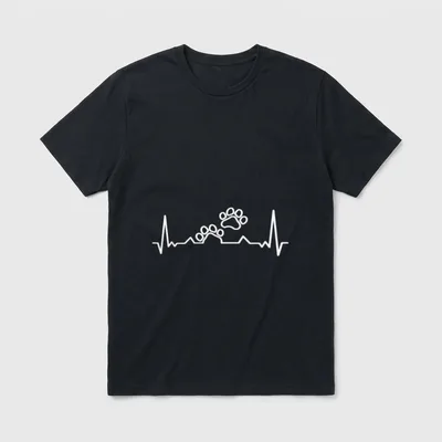 Hund Katze Herzschlag EKG Lustige Hundesprüche T-Shirt – Klassisches T-Shirt in Schwarz