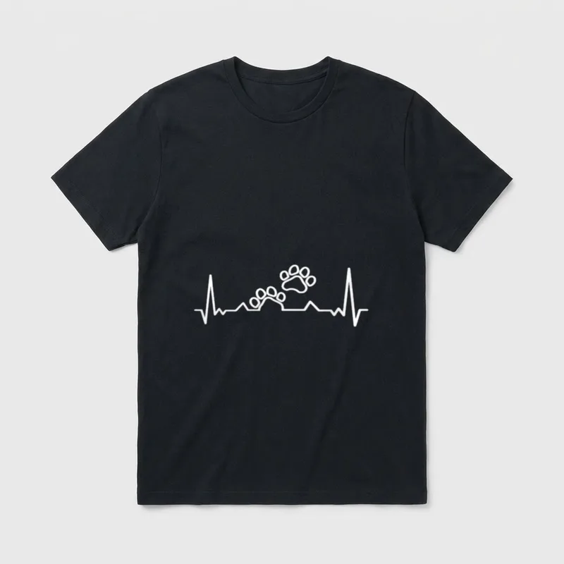 Hund Katze Herzschlag EKG Lustige Hundesprüche T-Shirt – Klassisches T-Shirt in Schwarz