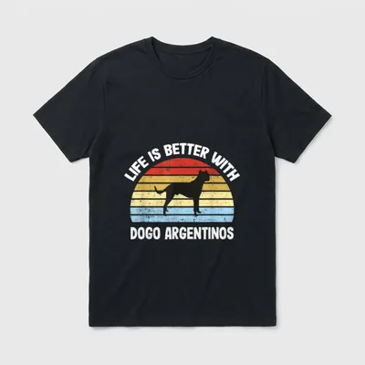 Retro Dogo Argentino Hundegeschenk T-Shirt – Klassisches T-Shirt in Schwarz