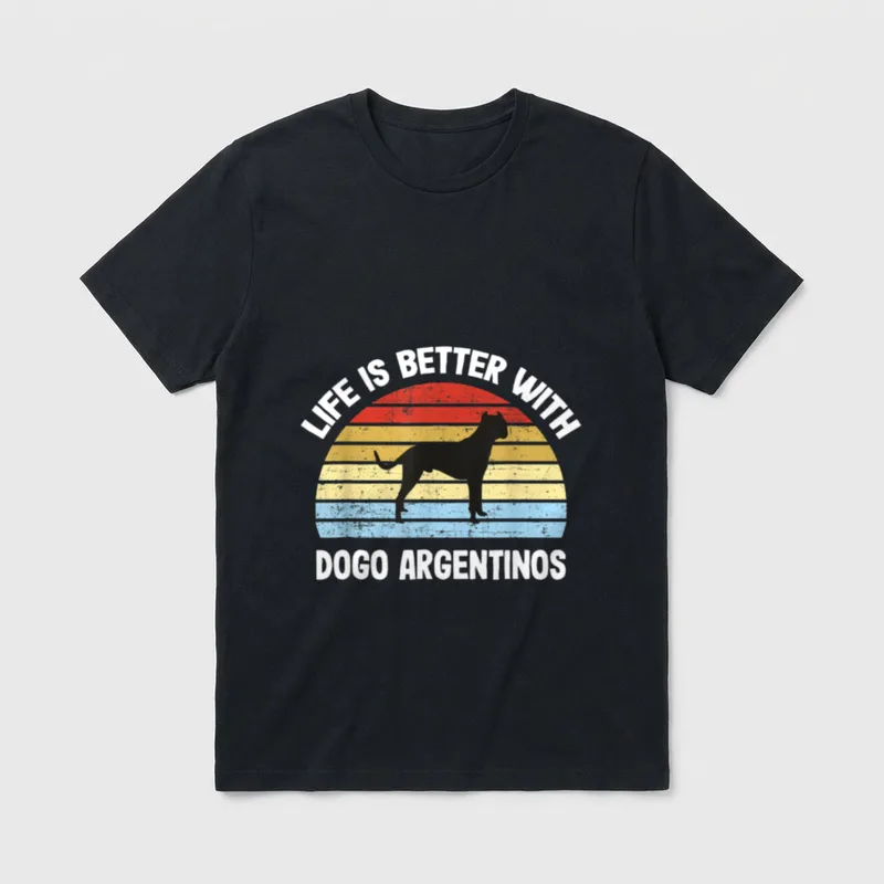 Retro Dogo Argentino Hundegeschenk T-Shirt – Klassisches T-Shirt in Schwarz