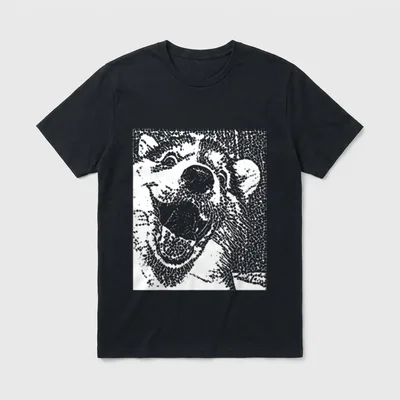 Pixel Happy Doggo Fun T-Shirt – Klassisches T-Shirt in Schwarz