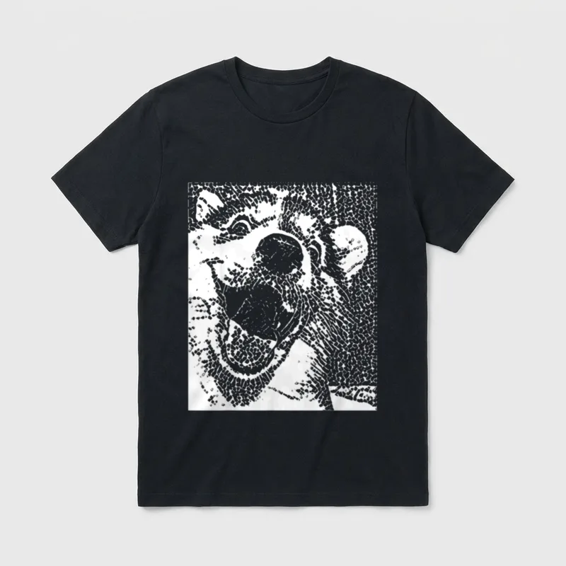 Pixel Happy Doggo Fun T-Shirt – Klassisches T-Shirt in Schwarz