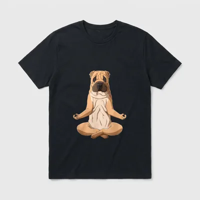 Meditation Hund Shar-Pei T-Shirt – Klassisches T-Shirt in Schwarz