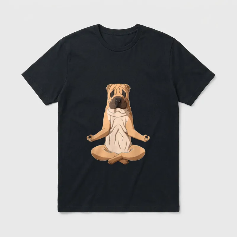 Meditation Hund Shar-Pei T-Shirt – Klassisches T-Shirt in Schwarz