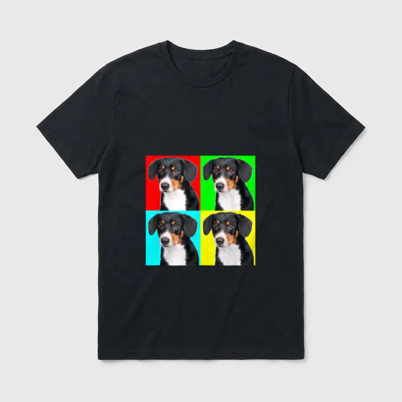 Pop Art Dog Entlebucher T-Shirt – Klassisches T-Shirt in Schwarz