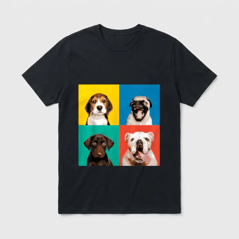 lustiges buntes Hunde Pop T-Shirt – Klassisches T-Shirt in Schwarz