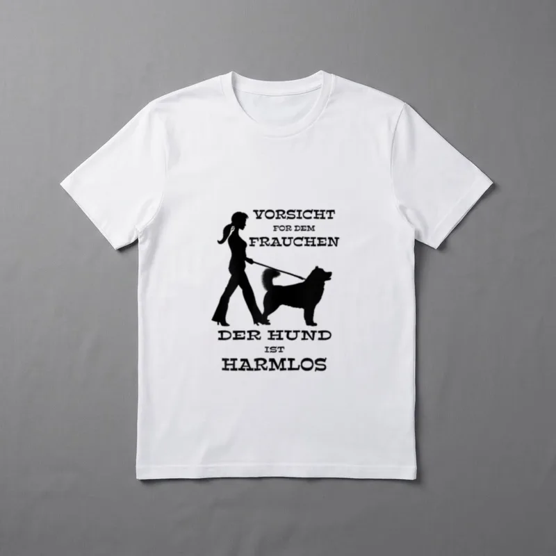 Vorsicht vor dem Frauchen T-Shirt 1389 – Klassisches T-Shirt in Schwarz