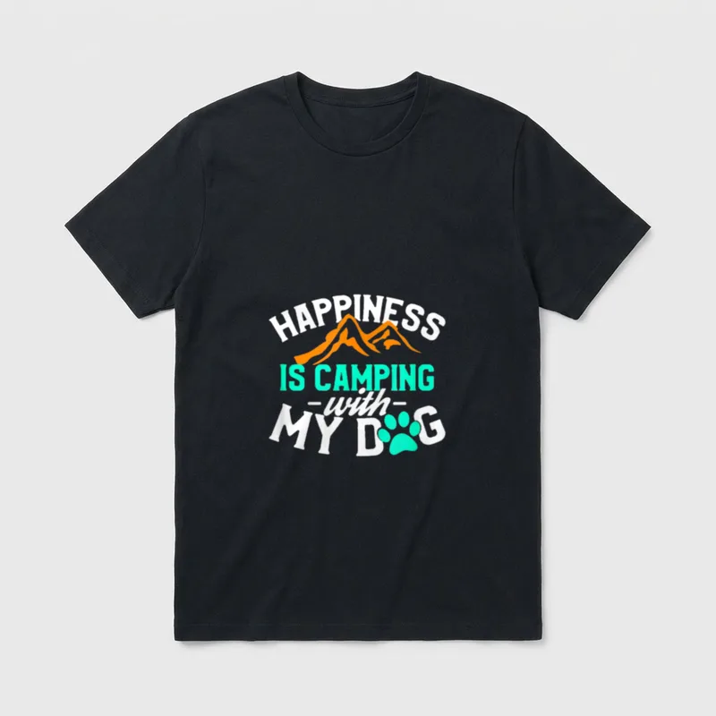 Happiness is Camping with T-Shirt – Klassisches T-Shirt in Schwarz
