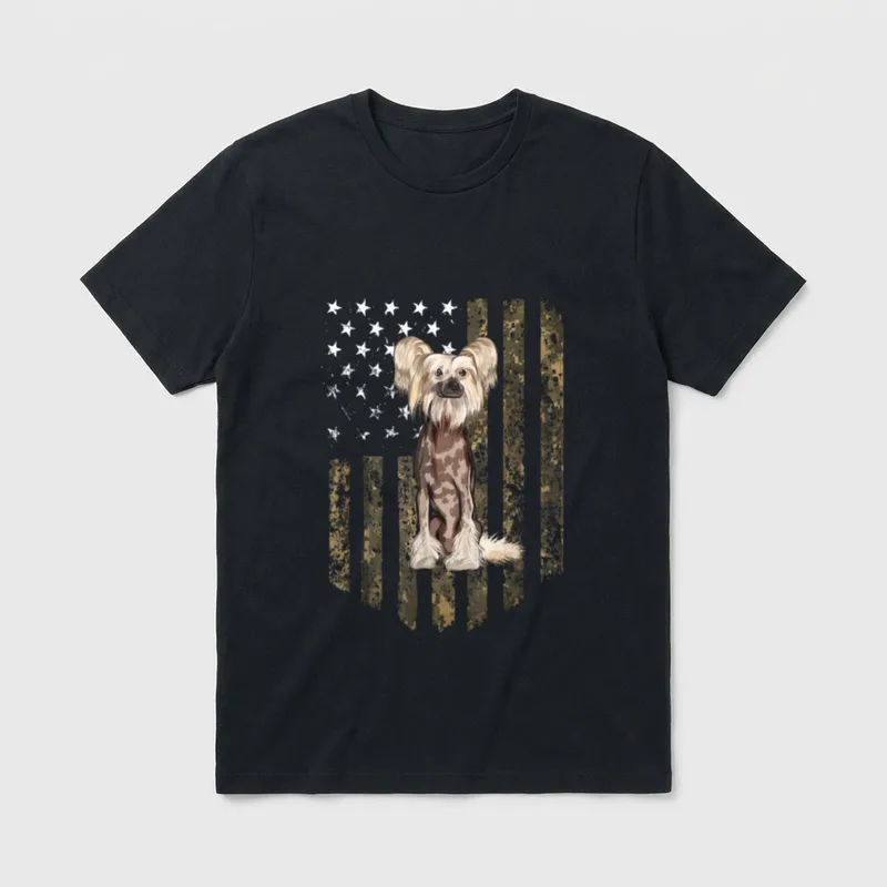 Chinesischer Schopfhund Camouflage Tarnfarbe T-Shirt – Klassisches T-Shirt in Schwarz