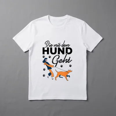 Die Mit Dem Hund Geht Statement T-Shirt – Klassisches T-Shirt in Schwarz