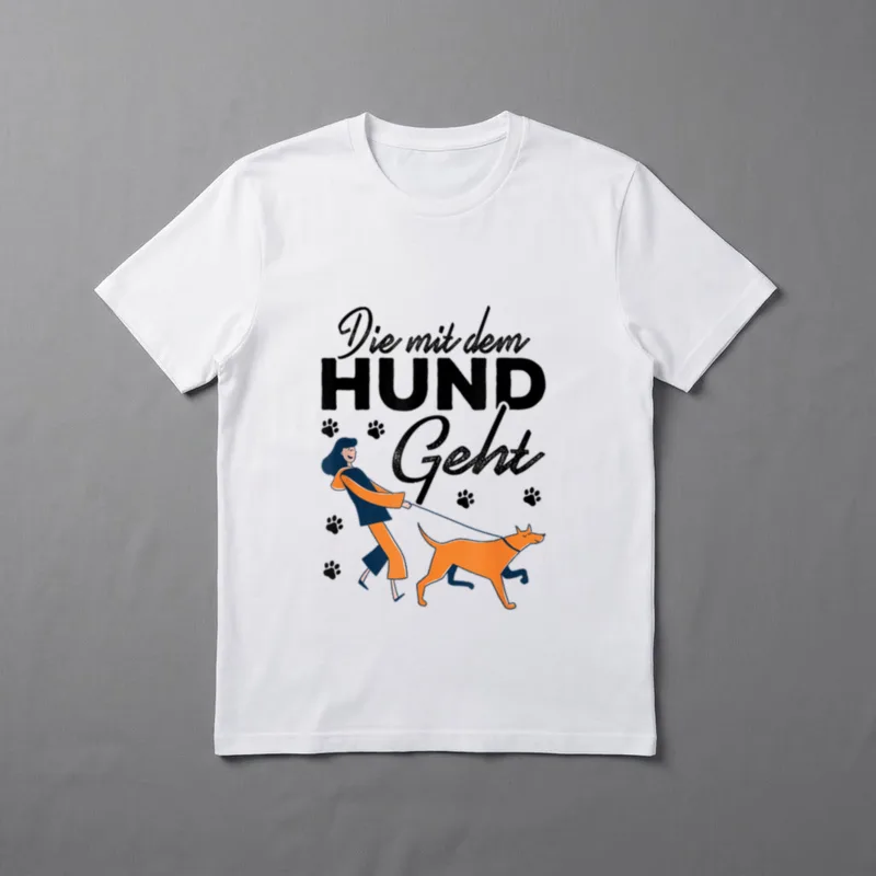 Die Mit Dem Hund Geht Statement T-Shirt – Klassisches T-Shirt in Schwarz