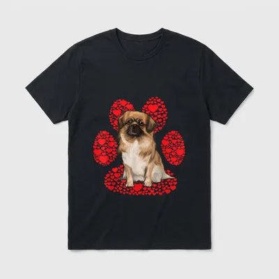 Tibetischer Spaniel Valentinstag Hund T-Shirt – Klassisches T-Shirt in Schwarz