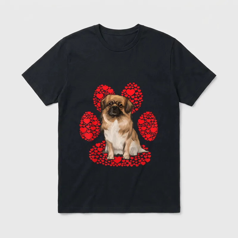 Tibetischer Spaniel Valentinstag Hund T-Shirt – Klassisches T-Shirt in Schwarz
