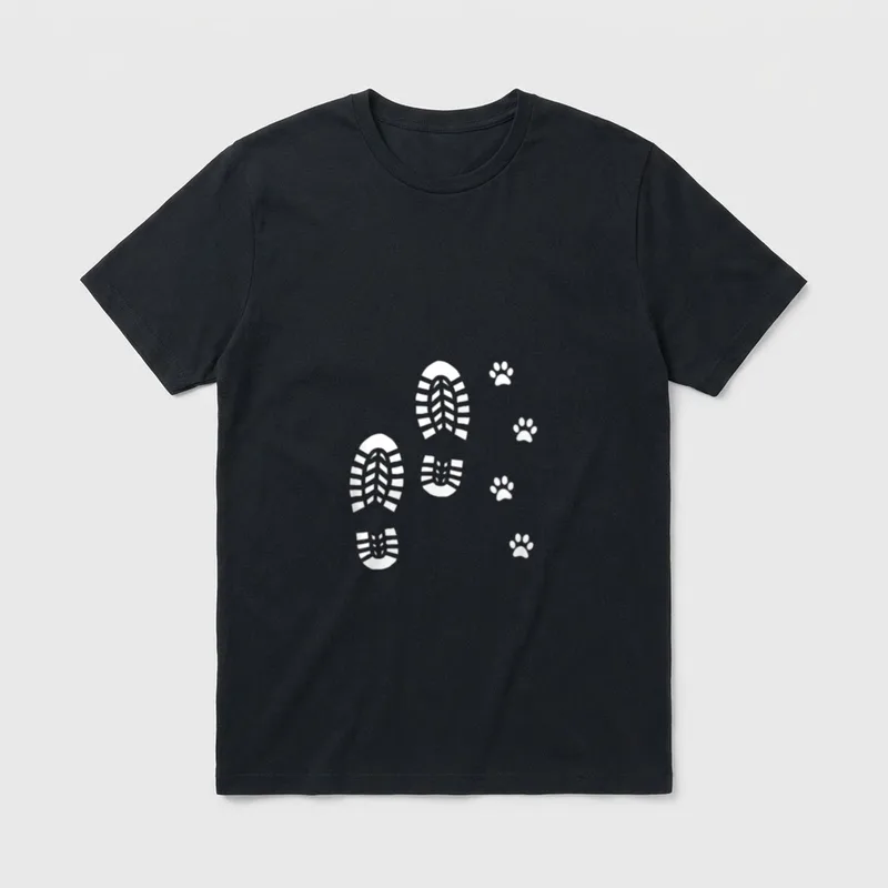 Hund und Mann Wandern T-Shirt – Klassisches T-Shirt in Schwarz