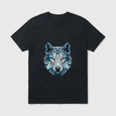 Wolf Geometrische Polygon Kunst T-Shirt – Klassisches T-Shirt in Schwarz