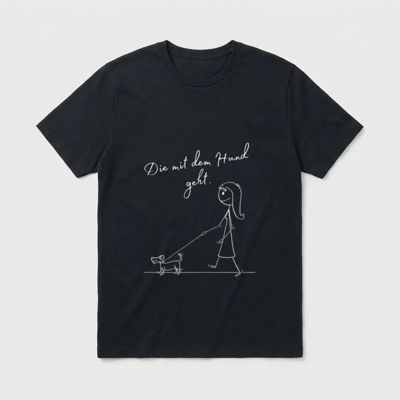 Die mit dem Hund Hundemama T-Shirt – Klassisches T-Shirt in Schwarz
