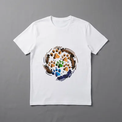 Hund bunte Pfote Hundemotiv T-Shirt – Klassisches T-Shirt in Schwarz