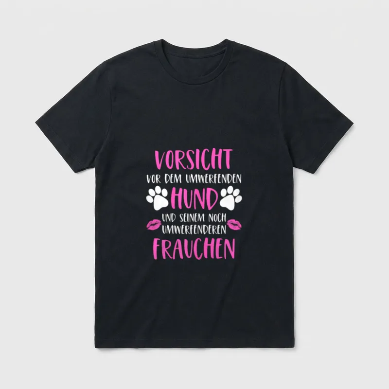 Hundemama Hunde Mama Vorsicht T-Shirt – Klassisches T-Shirt in Schwarz