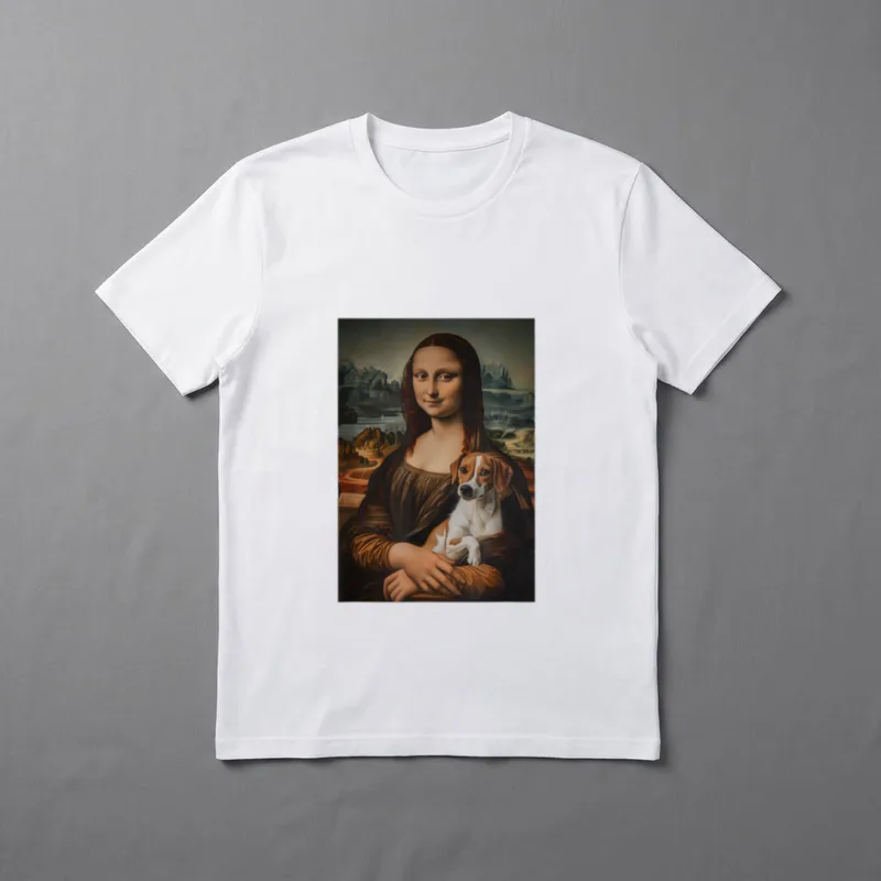 Jack Russel Mona Lisa T-Shirt – Klassisches T-Shirt in Schwarz