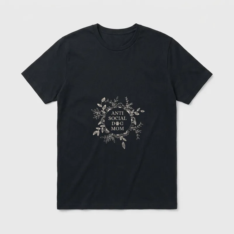 Anti Social Dog Mom T-Shirt – Klassisches T-Shirt in Schwarz